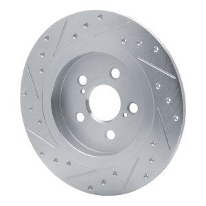 Lexus CT200H Brake Rotor (1) - Rear Right - R1 Concepts - Drilled & Slotted - Silver - `11-`17